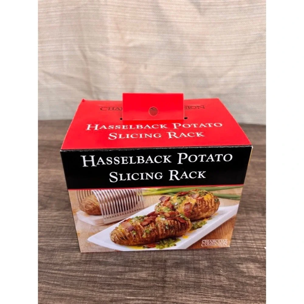 Charcoal‎ Companion Hasselback Potato Slicing Rack Wood Stainless Steel NEW